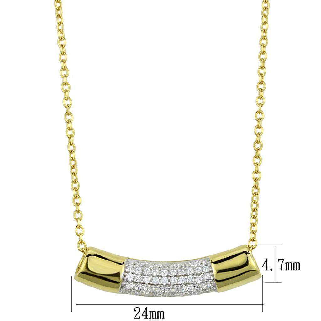 Elegant 925 sterling silver pendant necklace for women with a gold accent and sparkling stones