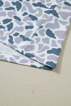 Abstract Camo Polo Collar T-Shirt & Shorts Set