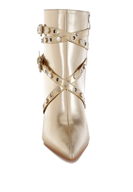 Women's Shoes - BootsJaunts Eyelets & Studs Harness Ankle Boots - VacationGrabs