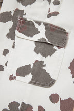 Western Cow Spot Cargo Pocket Straight Leg Jeans