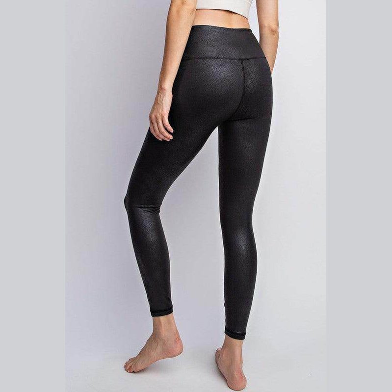 PU Chintz Full-Length Leggings - VacationGrabs