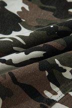 Camo Splatter Distressed Tie Waist Denim Pants
