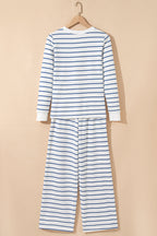 Stripe Long Sleeve Top and Drawstring Pants Set