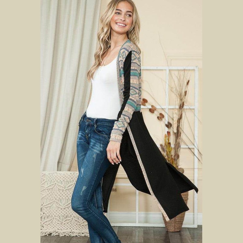 Mixed Tribal Maxi Cardigan Sweater - VacationGrabs