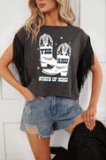 Western Yee Haw State of Mind Fringe Sleeve Tee
