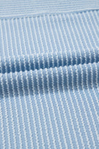 Solid Corded Knit Mock Neck T-Shirt