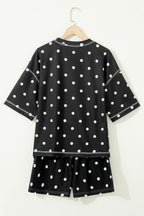 Polka Dot Loose Tee & Drawstring Shorts Set