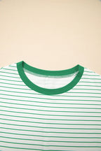 Stripe Ruffle Short Sleeve Crew Neck T-Shirt Mini Dress