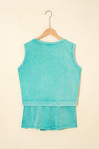 Mineral Wash Tank Top and Lined Split Skirt Set