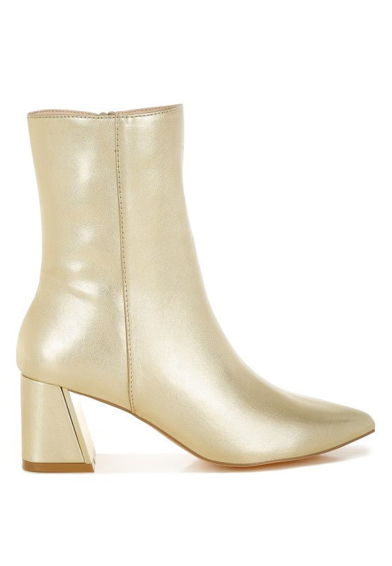Stylish metallic accent ankle boots from Rag Company with a chic block heel design