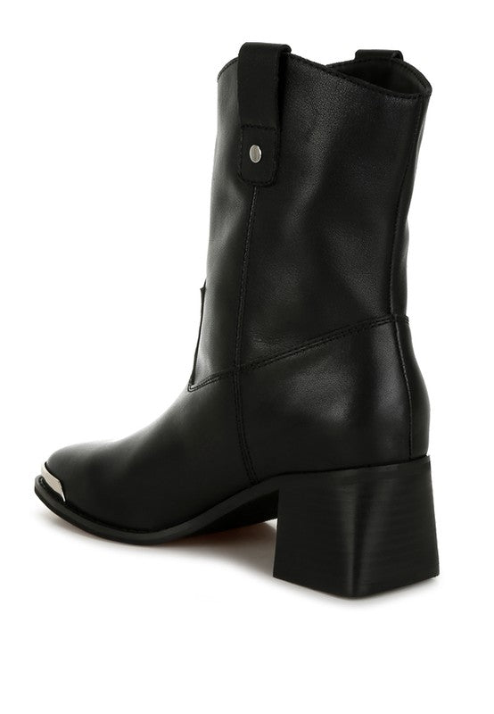 Women's Shoes - BootsIliad Genuine Leather Metallic Accent Ankle Boots - VacationGrabs