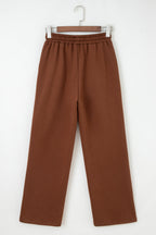 Leopard Drawstring Fleece Lined Elastic Waist Pants