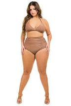 Swimwear - Two Piece High Waist With Rughe Front - VacationGrabs