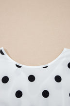 Polka Dot Frilled Long Sleeve Round Neck Blouse