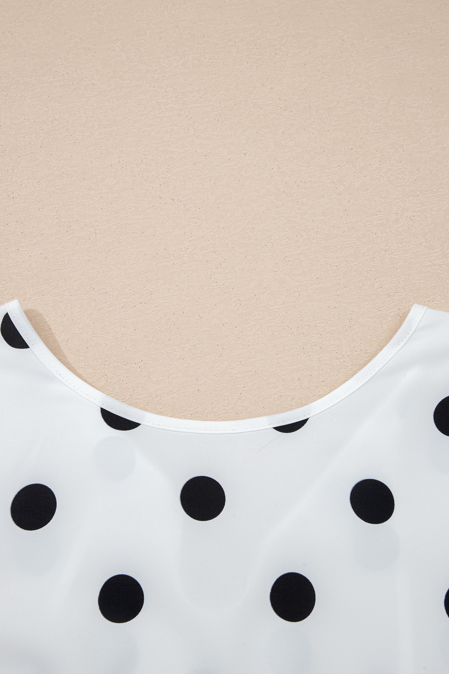 Polka Dot Frilled Long Sleeve Round Neck Blouse