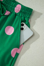 Polka Dot V-Neck Tee & Drawstring Shorts Set