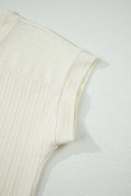 Cable Knit Textured V-Neck Short Sleeve T-Shirt