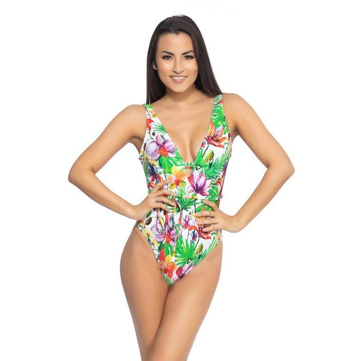 Tropical Print One Piece Swimsuit - VacationGrabs