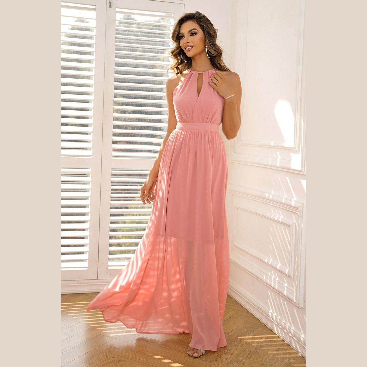 Tied Cutout Sleeveless Maxi Dress - VacationGrabs