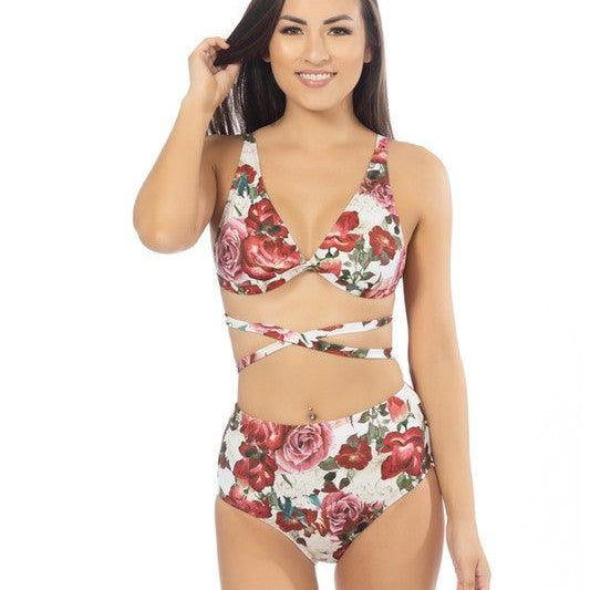 Women's Swimwear - 2PC Bralette Bikini Set Floral