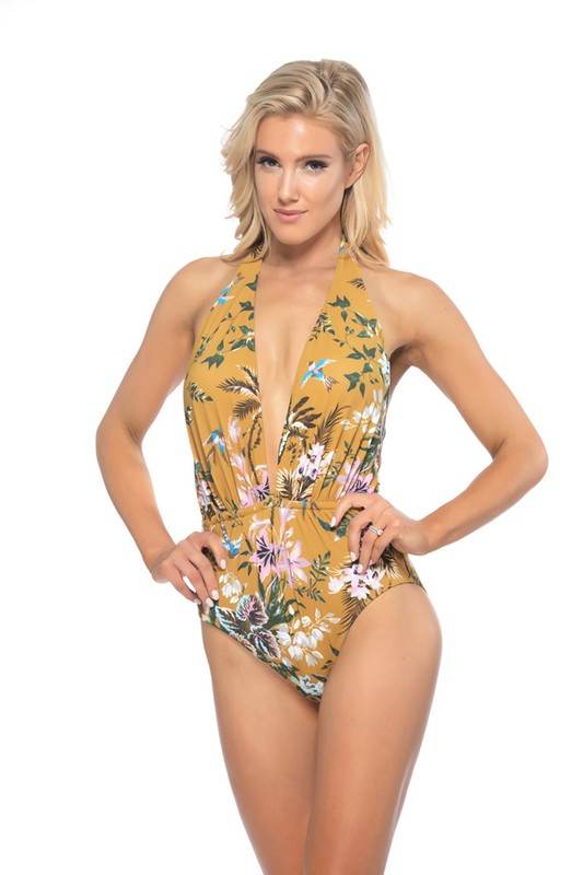 One Piece Sunshine Floral Print Swimsuit - VacationGrabs