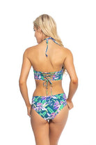 Women's Swimwear - 1PC Teal Floral High Neck One Piece