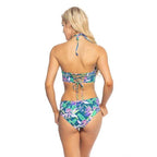 Teal Floral High Neck One Piece - VacationGrabs