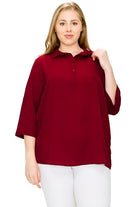Women's Shirts Plus Size Koshibo Roll Up Sleeve Top