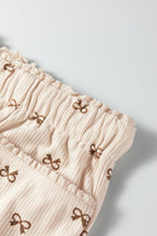 Bow Corduroy Drawstring Elastic Waist Pants