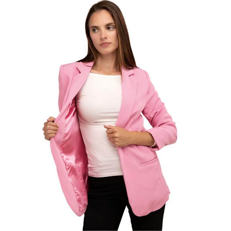 Woven Long Sleeve Open Front Classic Blazer - VacationGrabs