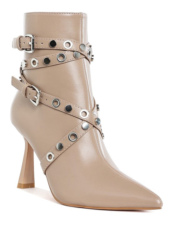 Women's Shoes - BootsJaunts Eyelets & Studs Harness Ankle Boots - VacationGrabs