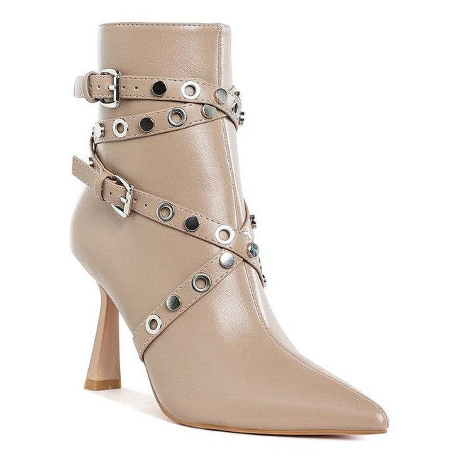 Jaunts Eyelets & Studs Harness Ankle Boots - VacationGrabs