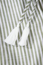 Stripe Tassel Tie-Neck Ruffle Tiered Dress