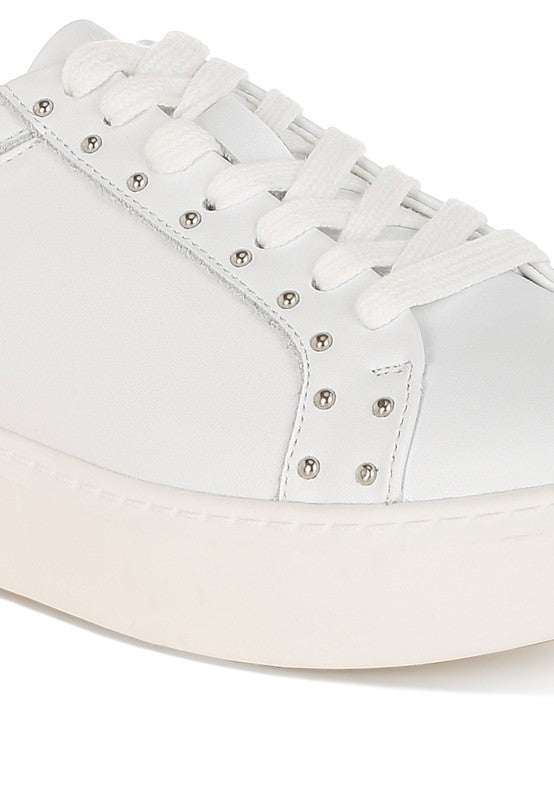 Women's white embellished chunky sneakers for stylish casual wear