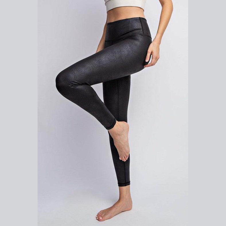 PU Chintz Full-Length Leggings - VacationGrabs