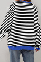 Women's Sweatshirts & HoodiesBlack Stripe Oversized Contrast Trim Pullover Sweatshirt - VacationGrabs