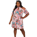 Sew In Love Full Size Fresh-Cut Flowers Cold-Shoulder Dress - VacationGrabs