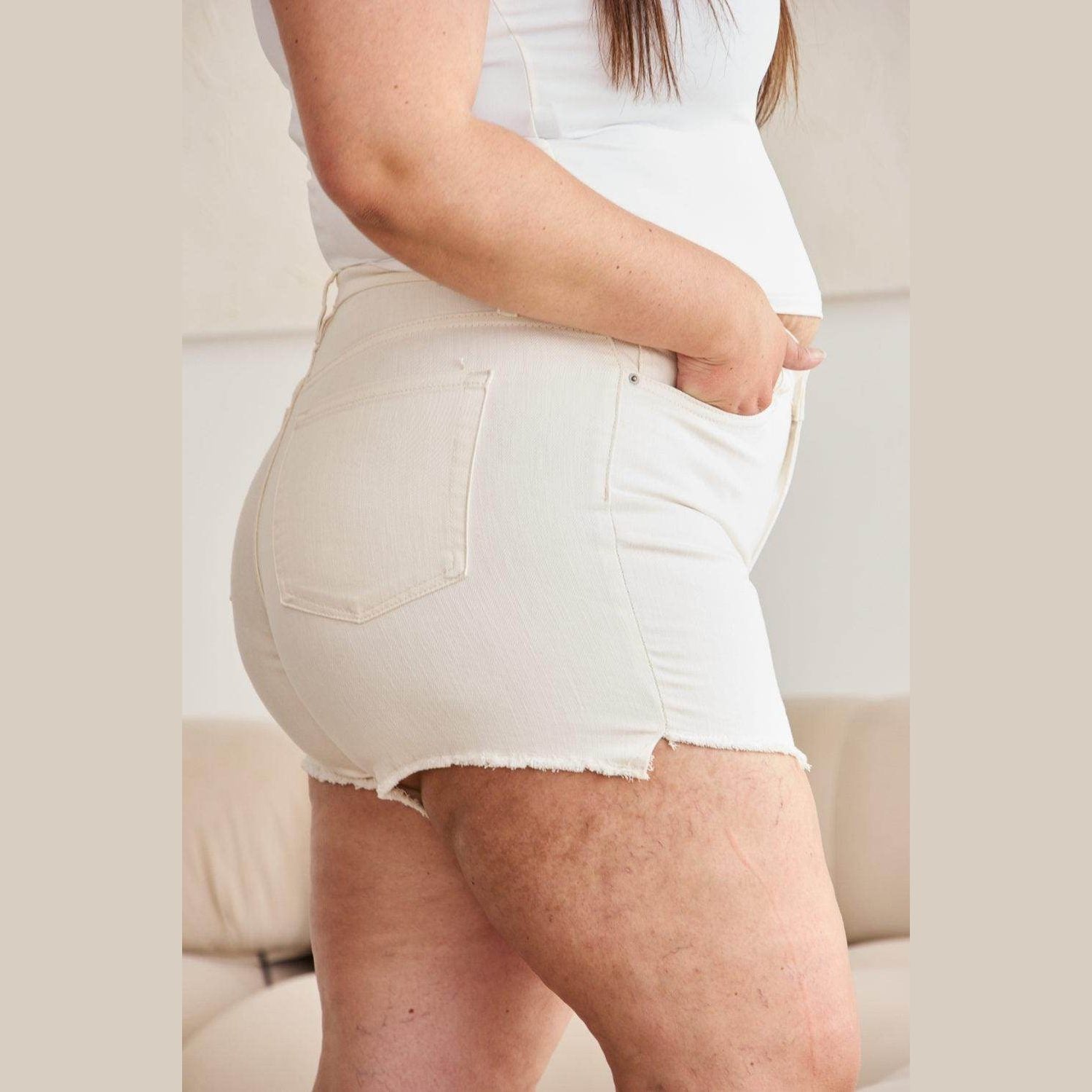 RFM Full Size Tummy Control High Waist Denim Shorts - VacationGrabs