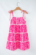 Floral Ric-Rac Tie Strap Sleeveless Mini Dress