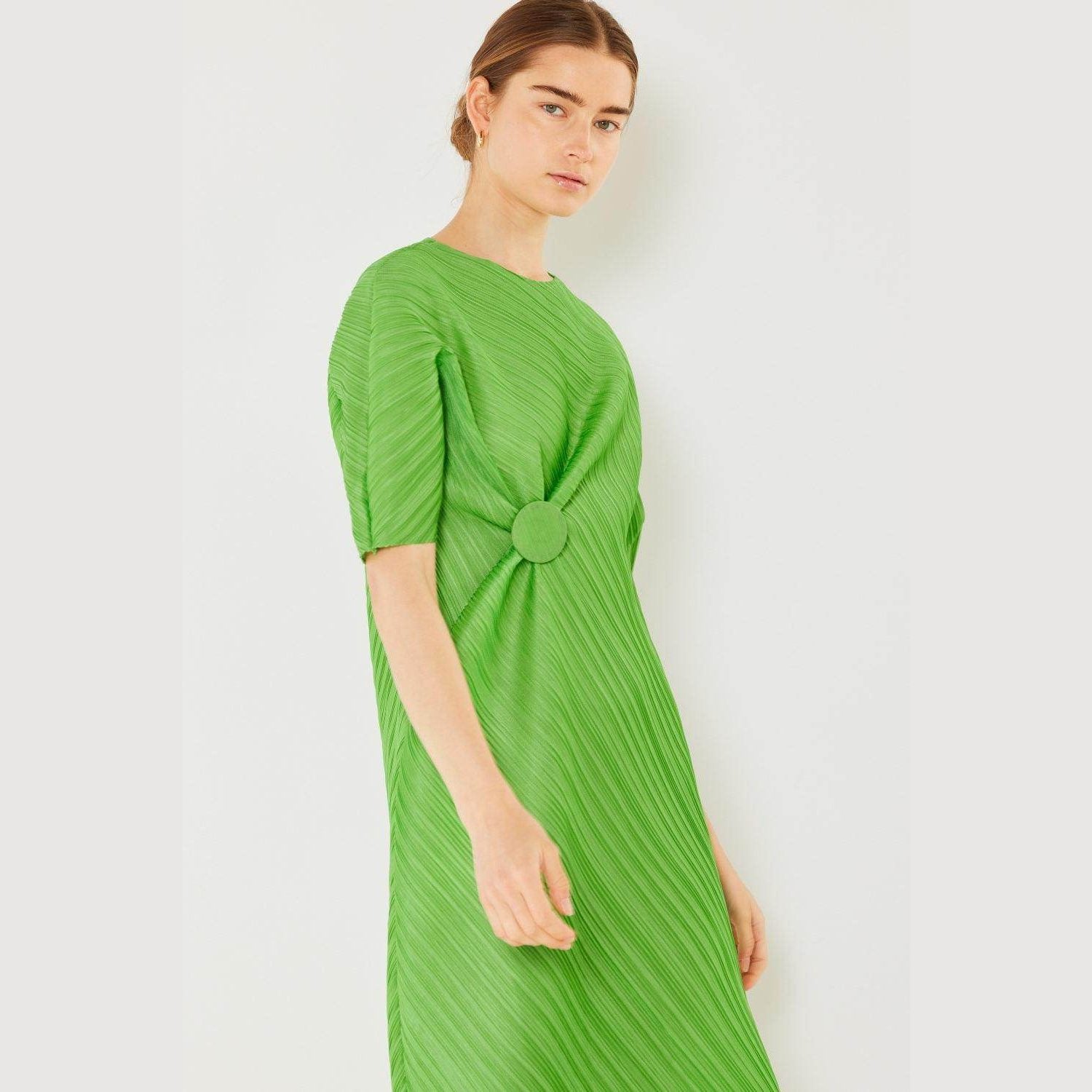 Pleated Dolman Sleeve Dress - VacationGrabs