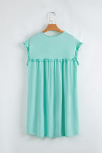 Solid Frilled Trim Short Sleeve Mini Dress