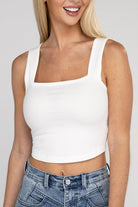 Women's Shirts - Cropped TopsCotton Square Neck Cropped Cami Top - VacationGrabs