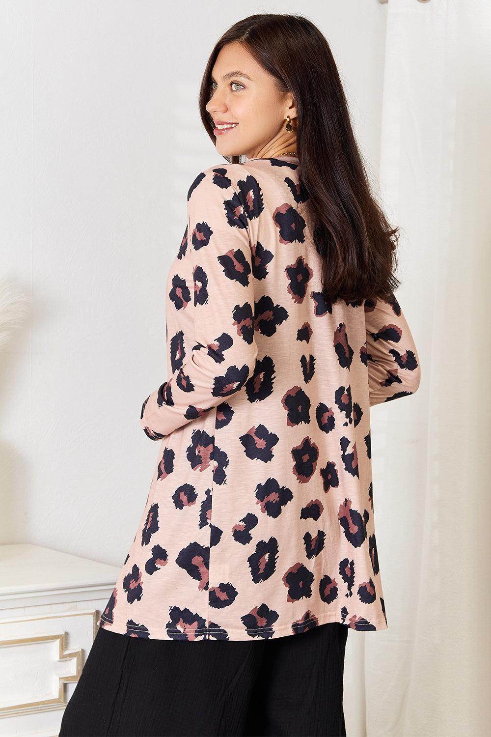 Double Take Printed Button Front Longline Cardigan - VacationGrabs