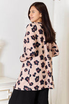 Double Take Printed Button Front Longline Cardigan - VacationGrabs