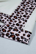 Leopard Ribbed Patchwork Uneven Hem T-Shirt