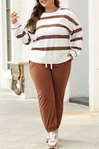 Stripe Drop Shoulder Top and Jogger Pants Set