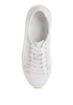 Women's white embellished chunky sneakers for casual wear