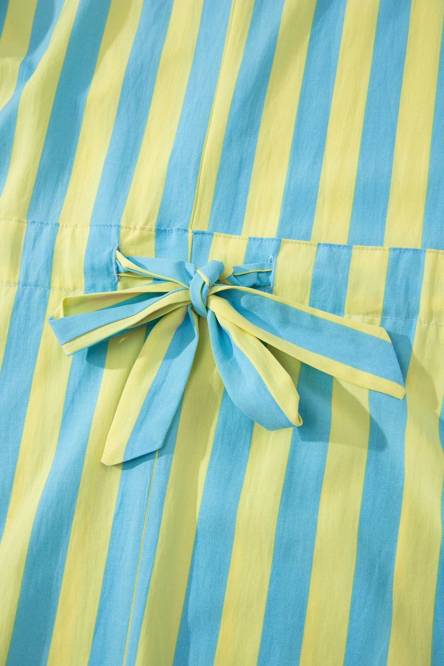 Stripe Half-Button Puff Sleeve Mini Dress