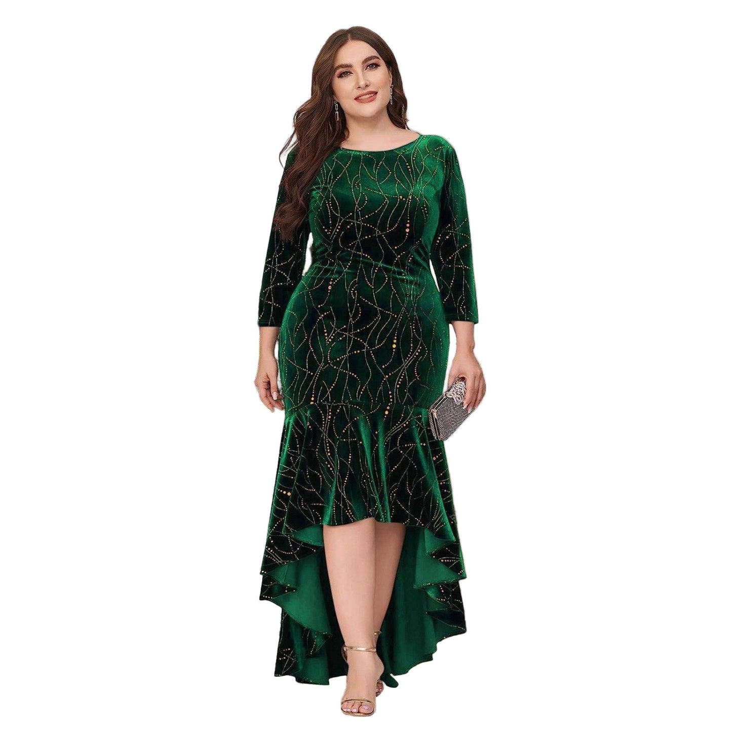 Plus Size Ruffle Hem High-Low Dress - VacationGrabs