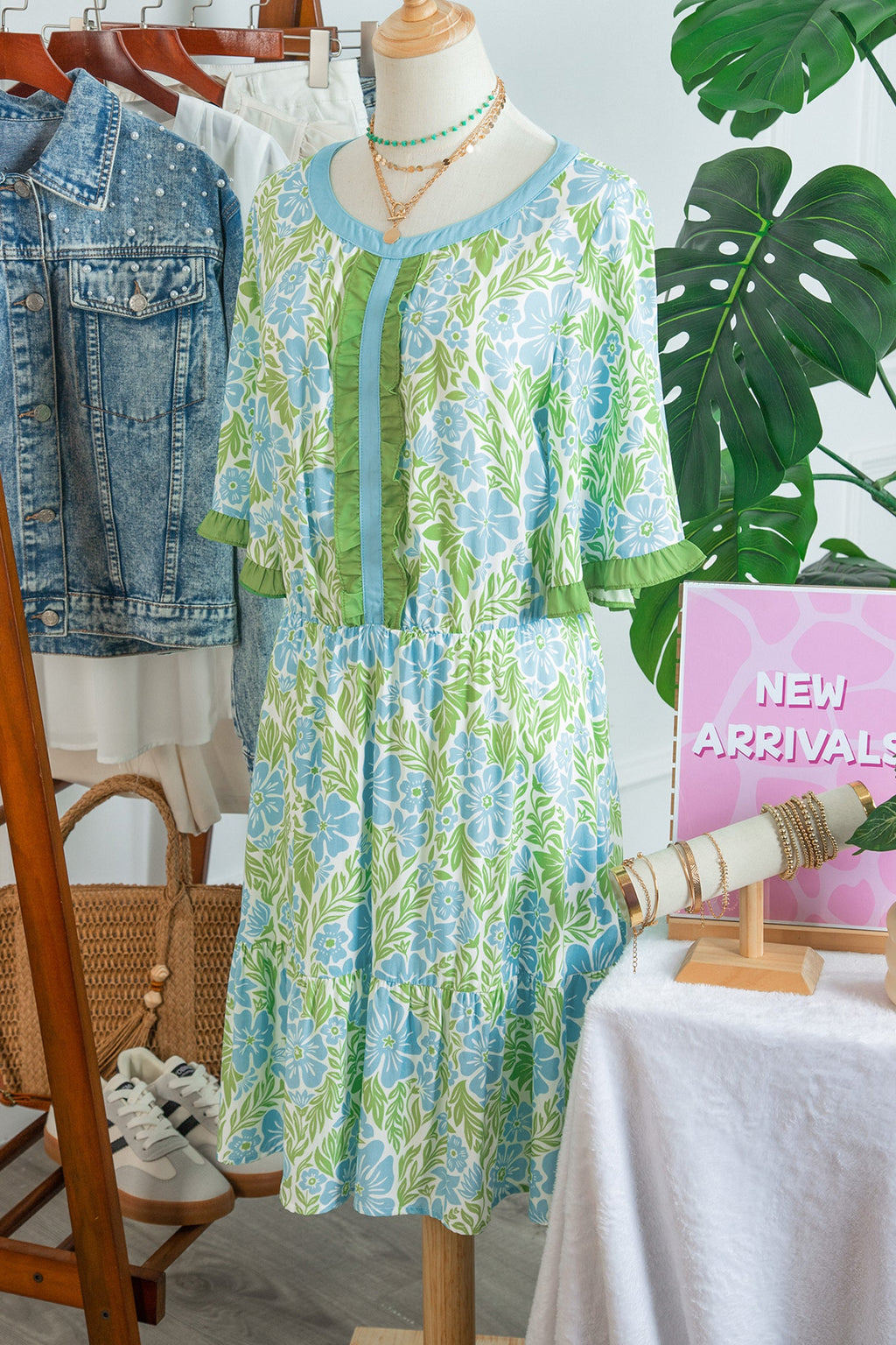 Floral High Waist Ruffle Mini Dress